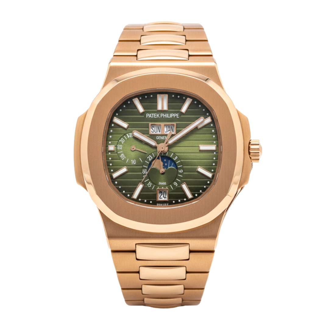 PATEK PHILIPPE NAUTILUS GREEN – ANNUAL CALENDAR & MOONPHASE AUTOMATIC
